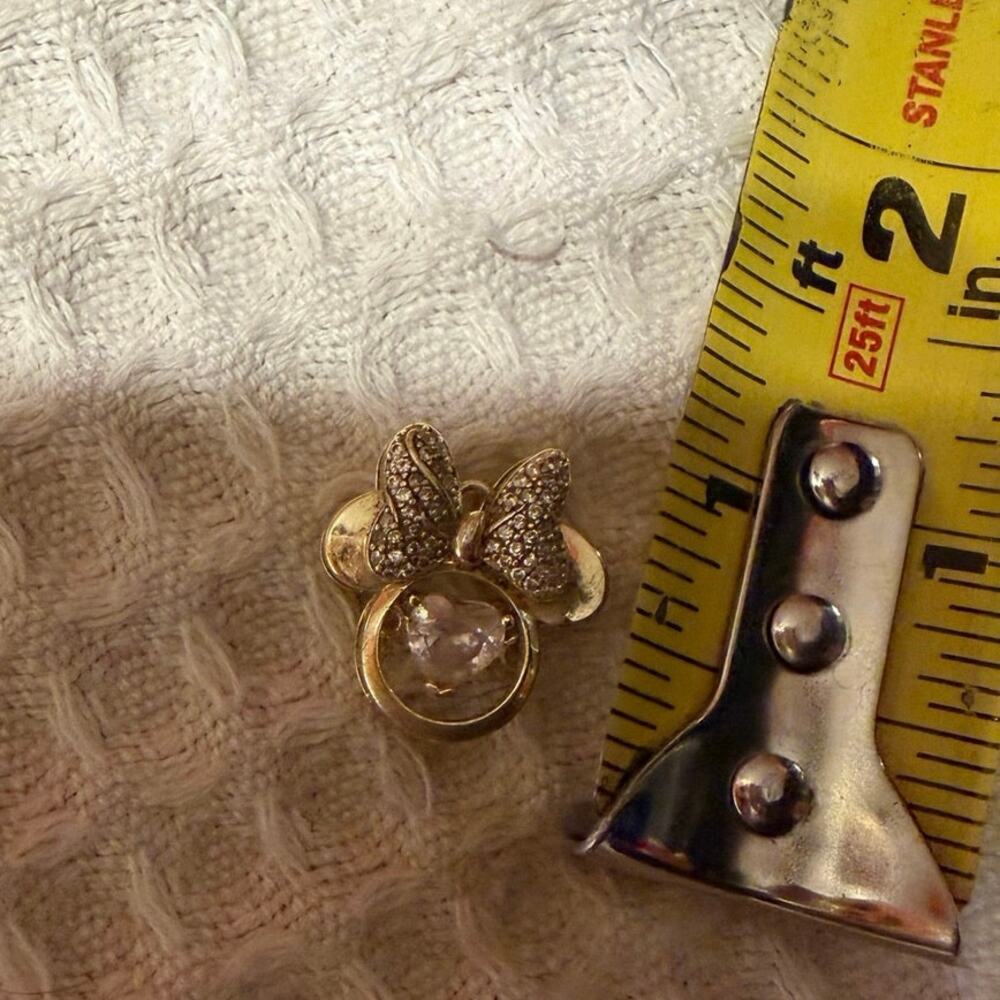Disney Minnie Mouse Bowtiful Gold Necklace Charm Pendant Crystal Silver Plated - Picture 6 of 12